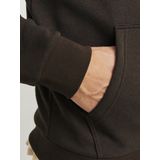 JACK & JONES - Hoodie - Donkerbruin - Katoen - Rits