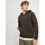 JACK & JONES - Hoodie - Donkerbruin - Katoen - Rits