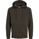 JACK & JONES - Hoodie - Donkerbruin - Katoen - Rits