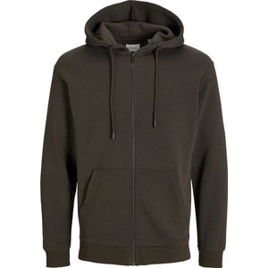 JACK & JONES - Hoodie - Donkerbruin - Katoen - Rits