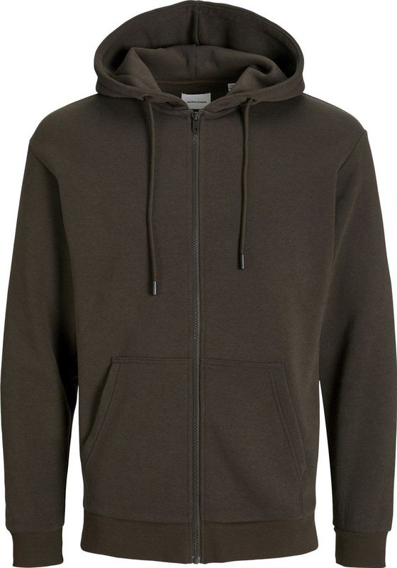 JACK & JONES - Hoodie - Donkerbruin - Katoen - Rits