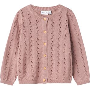 Pointelle - Gebreide Cardigan - Geometrisch Patroon - Knoopsluiting - Ronde Hals