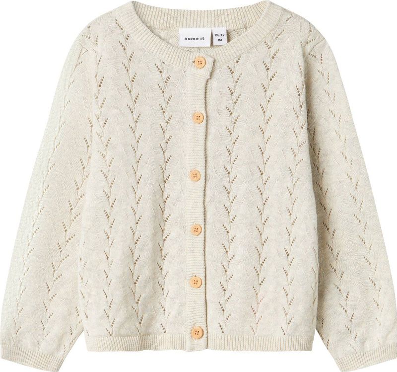 Pointelle - Vest - Geometrisch Patroon - O-hals - Lange Mouwen - Regular Fit