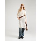 JDY - JDYSUN LAY - Gebreide Jurk - Crème - Knielengte - Driekwart Mouw