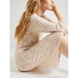 JDY - JDYSUN LAY - Gebreide Jurk - Crème - Knielengte - Driekwart Mouw