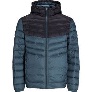 JACK&JONES PLUS JJESPRINT PUFFER HOOD NOOS - Gequilte Jas - Zwart - Materiaal: Polyester