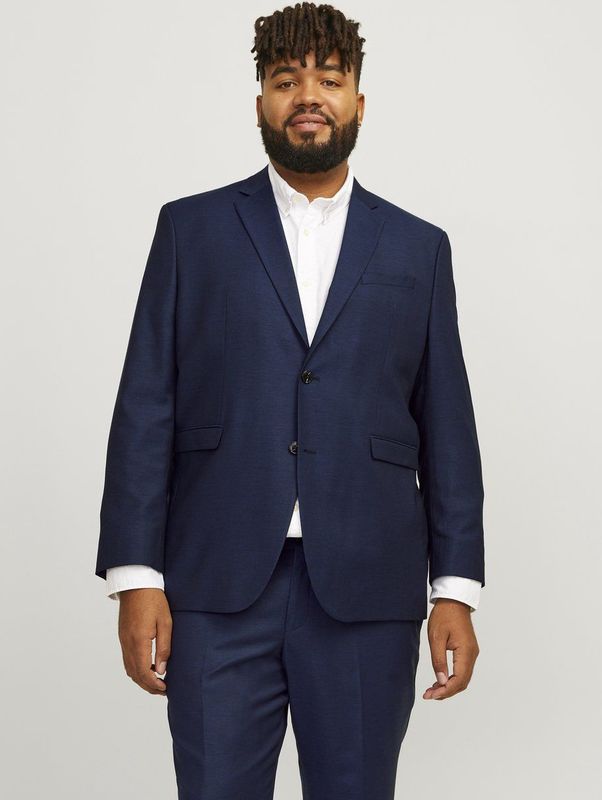 Enkelrijig Colbert - Inkeping Revers - Knoopsluiting - Slim Fit - Plus Size - Gerecycled Polyester/Wol/Viscose