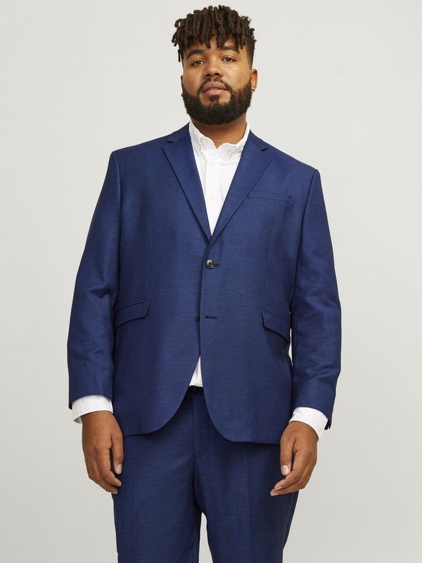 Plus - Slim Fit Blazer - Zwart - Gerecycled Polyester/Wol/Viscose
