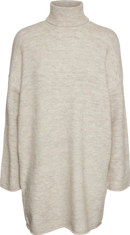 Gebreide Jurk - Rolkraag - Lange Mouwen - Kort - Relaxed Fit