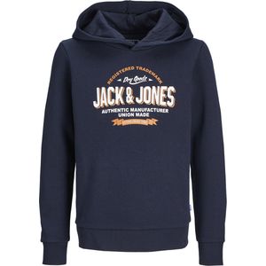 JACK&JONES JUNIOR JJELOGO SWEAT HOOD 2 CO/25 NOOS JNR Jongens Trui - Navy Blazer White + Marmelade