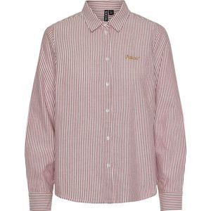 PIECES - Blouse - Rood/Wit - Katoen - Lange Mouwen