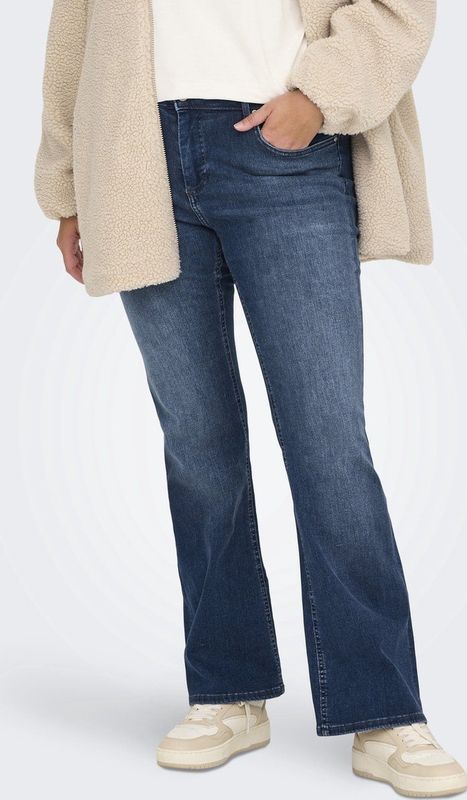 ONLY CARMAKOMA - Flared Fit Jeans - High Waist - Blauw - Katoen