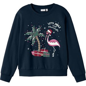 NAME IT - Nkfvismas Ls Nreg Sweat - Sweatshirt - Dark Sapphire - 116