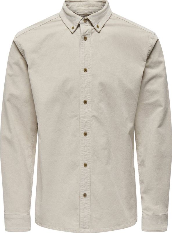Only & Sons - Overhemd - Zilvergrijs - Corduroy - Lange Mouw