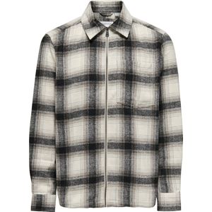 Only & Sons Overhemd Onsaustin Wool Zip Overshirt Noos 22029772 Antique White/blue Horiz Mannen Maat - XXL