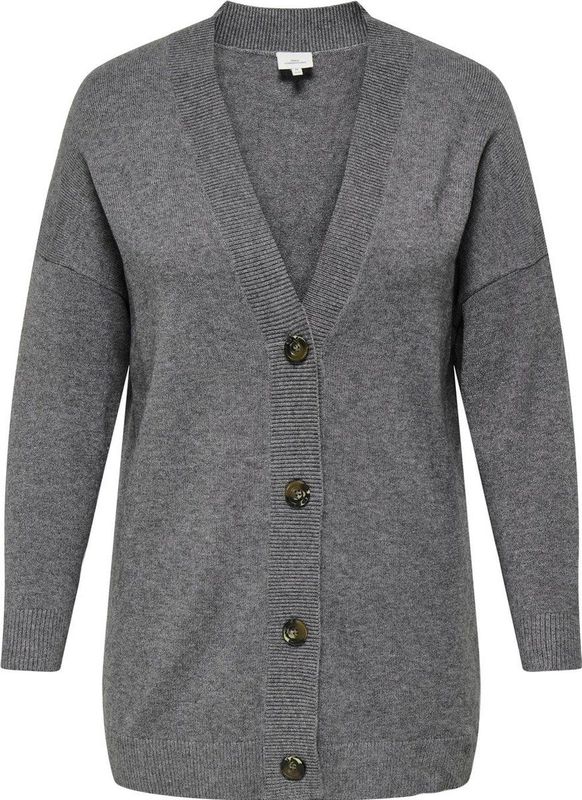ONLY CARMAKOMA - Vest - Zwart - Knit - V-Hals - Lange Mouwen