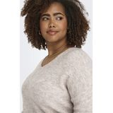 ONLY CARMAKOMA - Gebreide Pullover - Groen - V-Hals - Lange Mouwen
