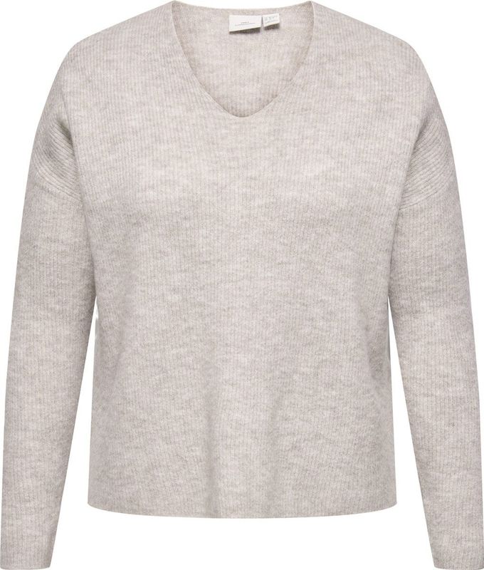 ONLY CARMAKOMA - Gebreide Pullover - Groen - V-Hals - Lange Mouwen