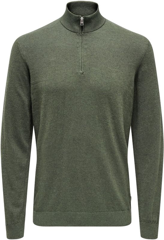 Onsloui - Gebreide Pullover - Ronde Hals - Lange Mouwen - Halve Ritssluiting - Regular Fit