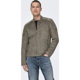 Jas - Synthetisch Leer - Hoge Hals - Lange Mouwen - Knoop- en Ritssluiting