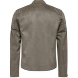 Jas - Synthetisch Leer - Hoge Hals - Lange Mouwen - Knoop- en Ritssluiting