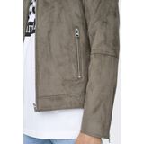 Jas - Synthetisch Leer - Hoge Hals - Lange Mouwen - Knoop- en Ritssluiting