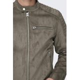 Jas - Synthetisch Leer - Hoge Hals - Lange Mouwen - Knoop- en Ritssluiting