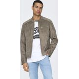 Jas - Synthetisch Leer - Hoge Hals - Lange Mouwen - Knoop- en Ritssluiting