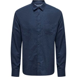 Only & Sons Onsroad Life Reg Melange Ls Shirt met lange mouwen voor heren, marineblauw blazer