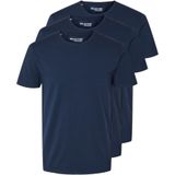 SELETED HOMME T-shirt 3-Pack - Navy Blazer - Ronde Hals - Korte Mouwen