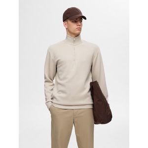 SELECTED HOMME - SLHEMANUEL - Sweatshirt - Pure Cachemere - Hoge Hals - Ritssluiting