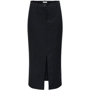 Jacqueline de Yong - Kokerrok - Grijs - Polyester - Grijze Pinstripe Slim Fit