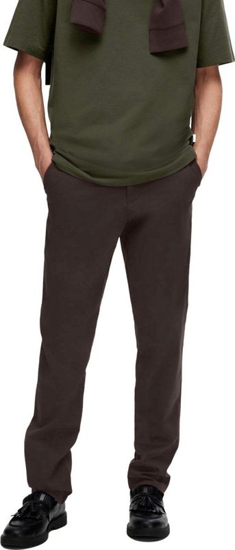 Selected Homme - SLHSLIM-NEW MILES - Chino Broek - Bruin - 91% Katoen, Slim Fit