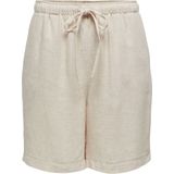Only - Onlsiesta Mw Pull-Up Lin Bl Shorts - Zand - Viscose 80% - Linnen 20%