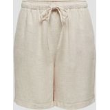 Only - Onlsiesta Mw Pull-Up Lin Bl Shorts - Zand - Viscose 80% - Linnen 20%