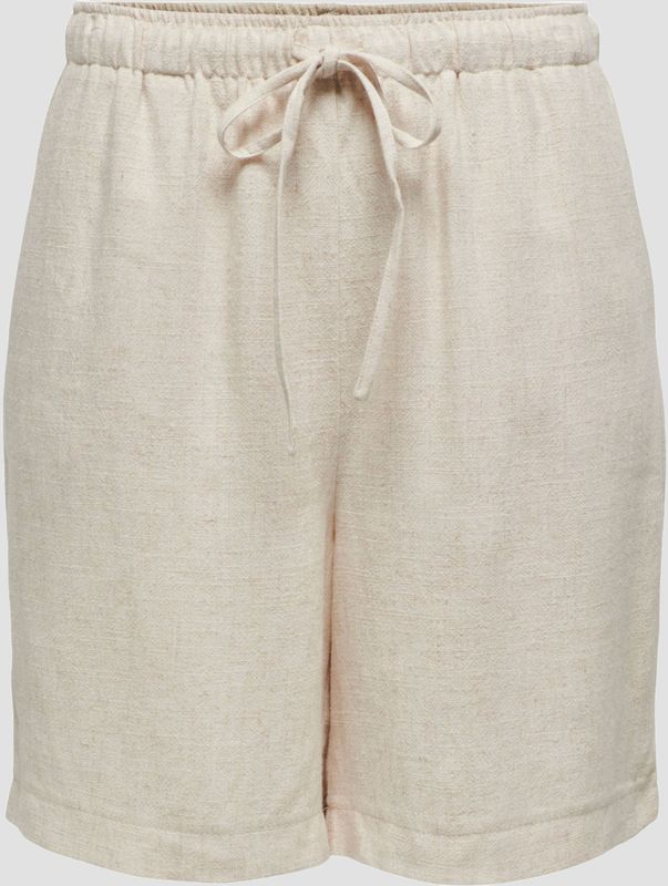 Only - Onlsiesta Mw Pull-Up Lin Bl Shorts - Zand - Viscose 80% - Linnen 20%