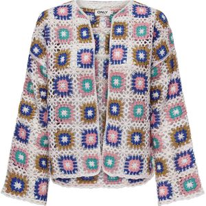 ONLY - Gehaakt Vest - Beige - Ronde Hals - Lange Mouwen - 100% Acryl