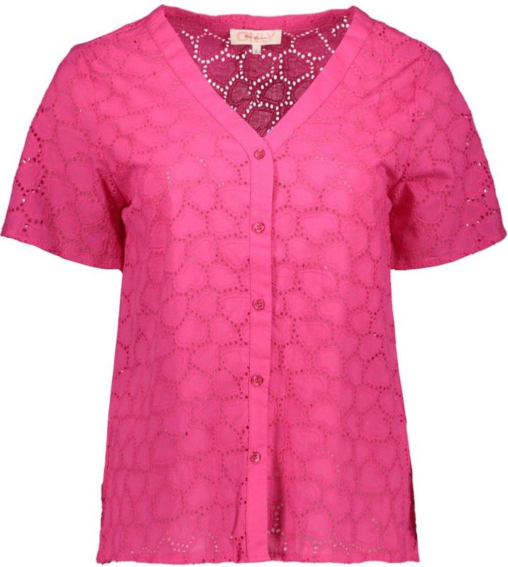 Only - Onlkally Heart Ss Shirt Wvn Cs - Blouse - Fuchsia Purple