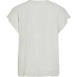 Vila - VIEDEE C/S V-NECK TOP - T-shirt - Snow white - Korte Mouwen