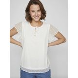Vila - VIEDEE C/S V-NECK TOP - T-shirt - Snow white - Korte Mouwen