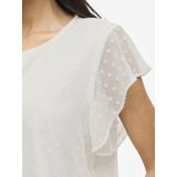Vila - VIEDEE C/S V-NECK TOP - T-shirt - Snow white - Korte Mouwen