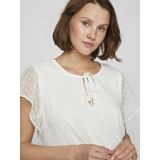 Vila - VIEDEE C/S V-NECK TOP - T-shirt - Snow white - Korte Mouwen