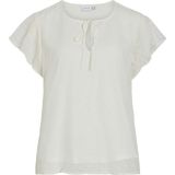 Vila - VIEDEE C/S V-NECK TOP - T-shirt - Snow white - Korte Mouwen