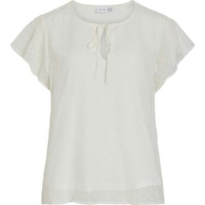 Vila - VIEDEE C/S V-NECK TOP - T-shirt - Snow white - Korte Mouwen