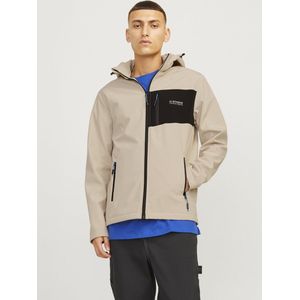 Jack & Jones - Taylor Softshell Jas - Beige - Zwart - 100% Polyester
