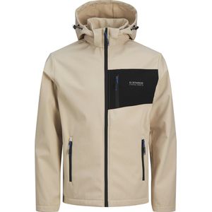 Jack & Jones - Taylor Softshell Jas - Beige - Zwart - 100% Polyester