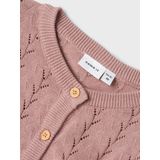 Pointelle - Gebreide Cardigan - Geometrisch Patroon - Knoopsluiting - Ronde Hals