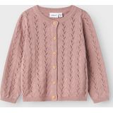 Pointelle - Gebreide Cardigan - Geometrisch Patroon - Knoopsluiting - Ronde Hals