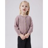 Pointelle - Gebreide Cardigan - Geometrisch Patroon - Knoopsluiting - Ronde Hals