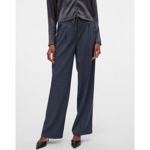 Broek - Wide Leg Fit - Mid Waist - Geplooid Detail - Zwart - Katoen